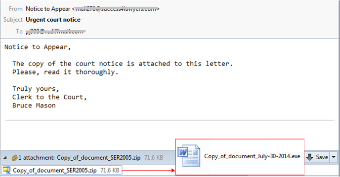 Court Notice Scam Malware
