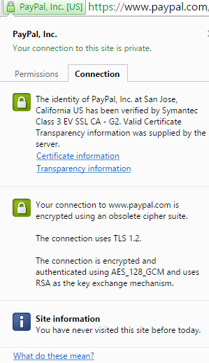 PayPal phishing using SSL certificate