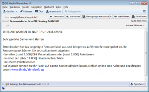 Falsche DHL-E-Mail mit Trojaner im Anhang