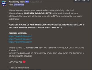 Fake Axie announcement