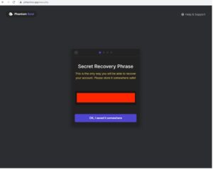 Recovery phrase for Phantom wallet