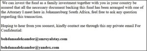 Ukraine scammer sample email body
