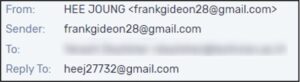 Ukraine scammer email header